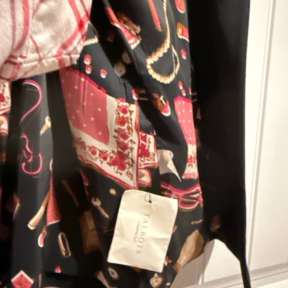 Talbots Black Blazer With Patterned Lining - image 6